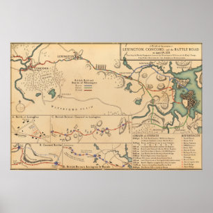 Affiche Lexington, Concord et la route de la bataille 