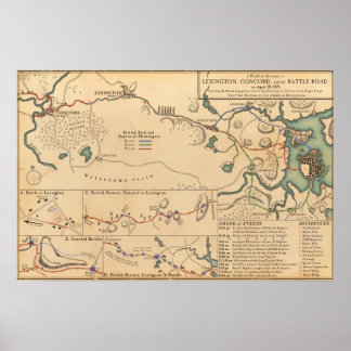 Affiche Lexington, Concord et la route de la bataille