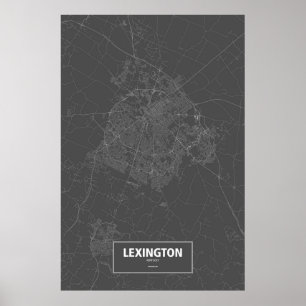 Affiche Lexington, Kentucky (blanc sur noir)
