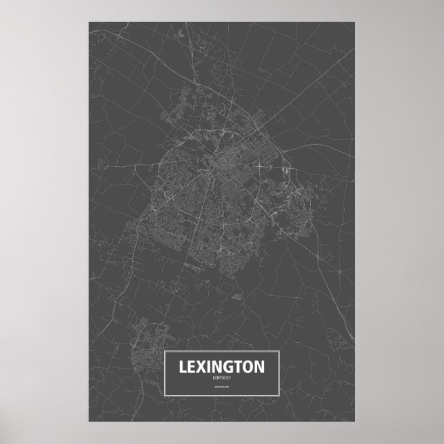 Affiche Lexington, Kentucky (blanc sur noir) (Devant)