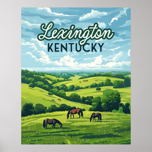 Affiche Lexington Kentucky Horloges Bluegrass Fermes Vinta (Devant)