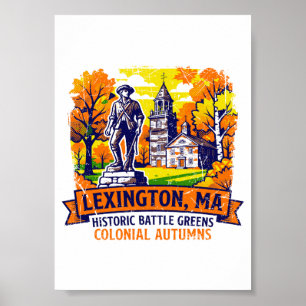 Affiche Lexington Massachusetts Historic Battle Greens Aut
