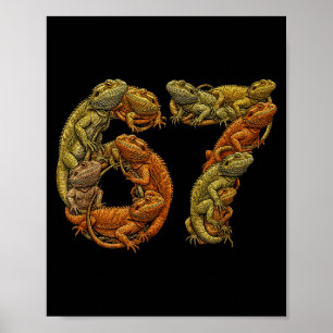 Affiche Lézard barbu drôle 6 7 Mème Six Sept Barbezilla