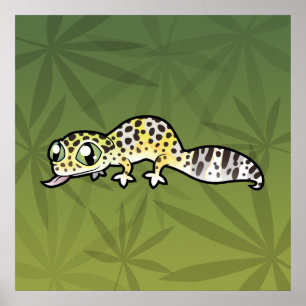 Affiche Lézard gecko léopard de dessin animé