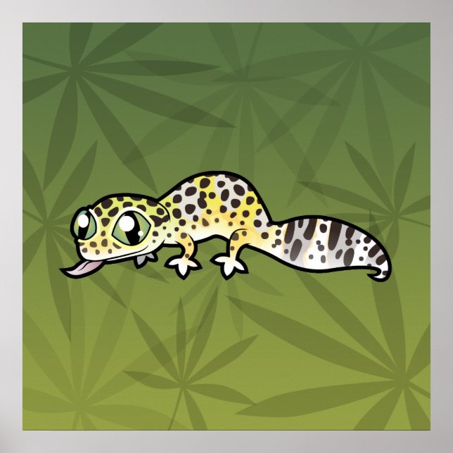 Affiche Lézard gecko léopard de dessin animé (Devant)