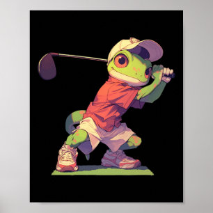 Affiche Lézard joueur de golf drôle joueur de golf lézard