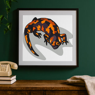 Affiche Lézard Orange Et Noir