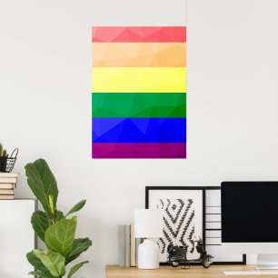 Affiche LGBT drapeau arc-en-ciel lignes motif de maillage