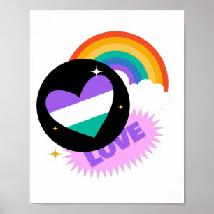 Affiche LGBT+Pride. Amour. Arc-en-ciel du coeur.