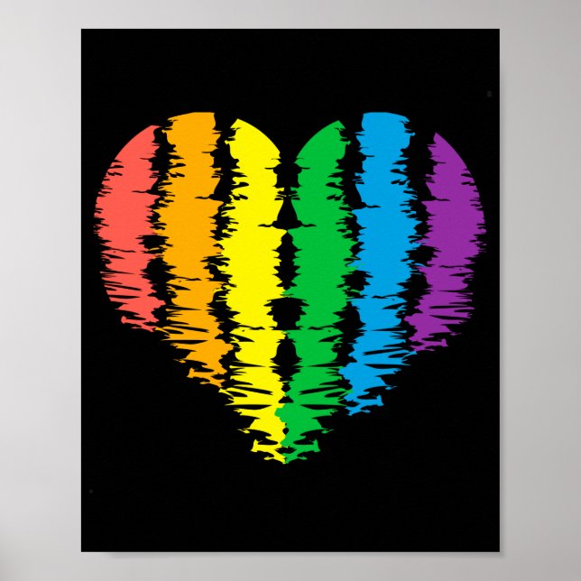 Affiche LGBT+pride. Arc-en-ciel du coeur. (Devant)