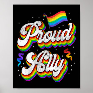 Affiche LGBT Pride Fiers Ally Rainbow drapeau Retro Vintag