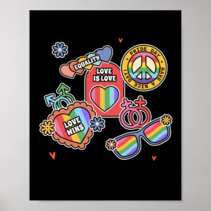 Affiche LGBT+pride. L'amour, c'est l'amour, l'égalité, le 