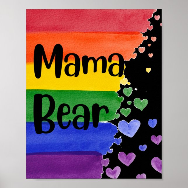 Affiche LGBT+pride. Maman ours. Amour arc-en-ciel. (Devant)
