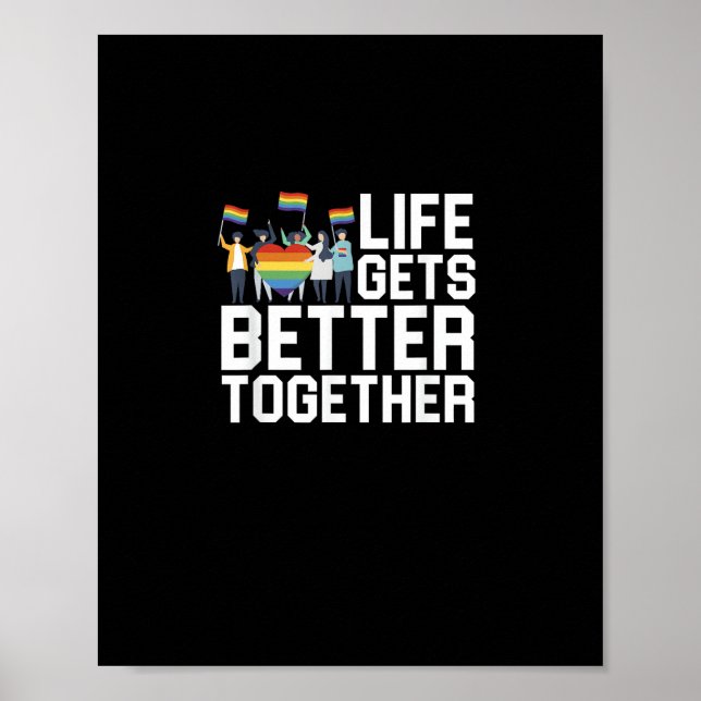 Affiche LGBT Pride Support Life Gets Better Together Inclu (Devant)