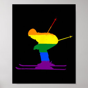 Affiche Lgbt Rainbow Drapeau Skier Skier Ski Gay pride Lov
