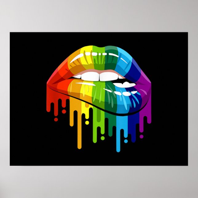 Affiche LGBT Rainbow Lip Gay pride (Devant)