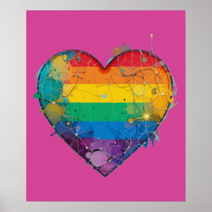 Affiche LGBTQ Chaos Art numérique de coeur tiré