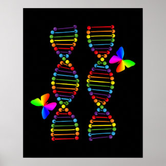 Affiche LGBTQ DNA Rainbow Flag Butterfly Gay Pride Month L