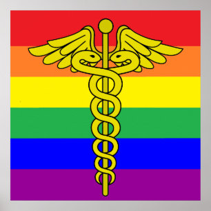 Affiche LGBTQ Healthcare Caduceus Signal Mur Art