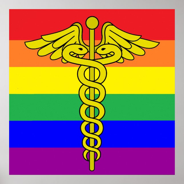 Affiche LGBTQ Healthcare Caduceus Signal Mur Art (Devant)