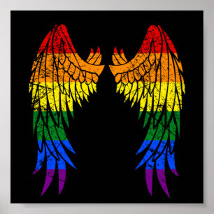 Affiche LGBTQ LGBT Angel ailes colorées Rainbow Gay