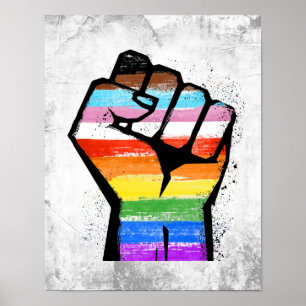 AFFICHE LGBTQ PROGRESS PRIDE FIST