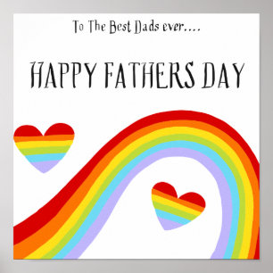 Affiche LGBTQ Rainbow & Hearts Bonne Fête des pères