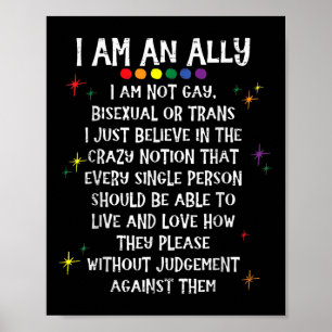 Affiche Lgbtq Rétro Je suis un allié Je ne suis pas gay, b