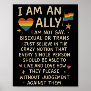 Affiche Lgbtq Rétro Je Suis Un Allié Je Ne Suis Pas Gay Bi