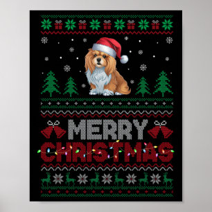 Affiche Lhasa Apso Amoureux de les chiens Santa Hat Christ