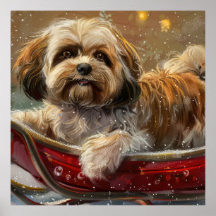 Affiche Lhasa Apso Chien Fête de Noël