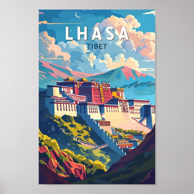 Affiche Lhasa Tibet Voyage Art Vintage (Devant)