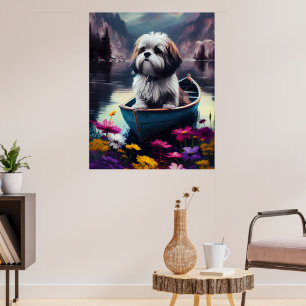 Affiche Lhassa Apso sur une rame : une aventure Pittoresqu