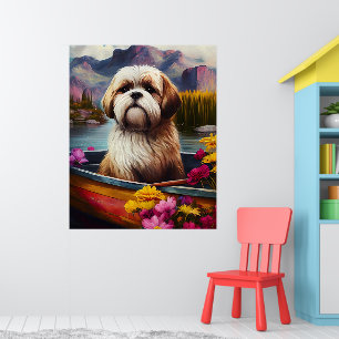 Affiche Lhassa Apso sur une rame : une aventure Pittoresqu