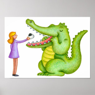 Affiche L'heure du déjeuner du crocodile.