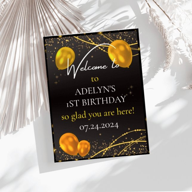 Affiche "L'heure du premier anniversaire du bébé noir et o (Créateur téléchargé)