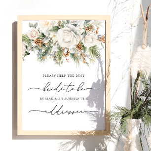 Affiche L'hiver aide la mariée occupée à s'adresser à une 