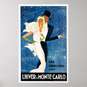 Affiche L'Hiver Monte Carlo Monaco Vintage