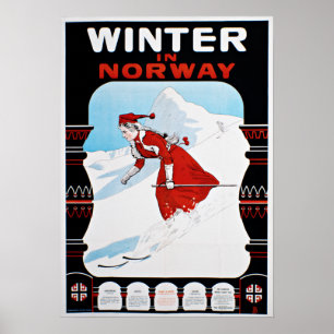 Affiche L'hiver Vintage en Norvège