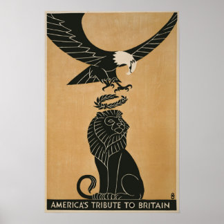 Affiche L'hommage de l'Amérique à la Grande-Bretagne WWI