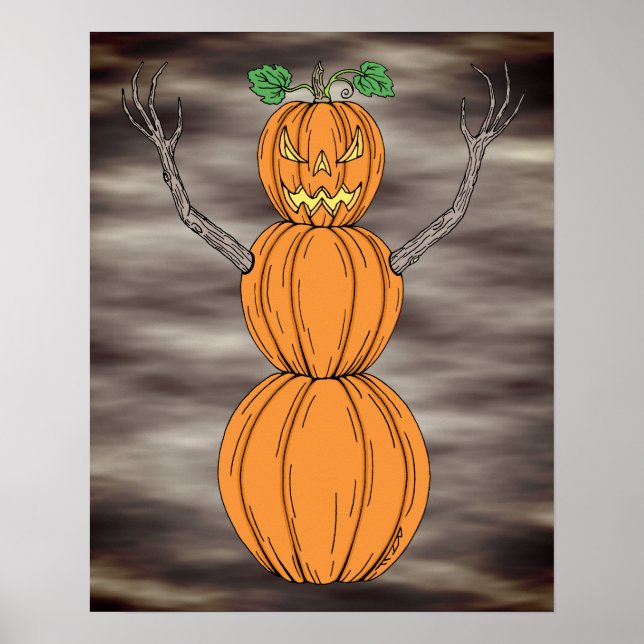 Affiche L'homme de citrouille Art d'Halloween (Devant)