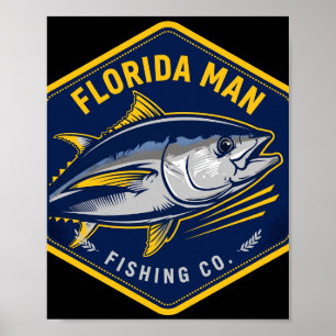 Affiche L'homme de Floride Badge de Thon Yellowfin Art de