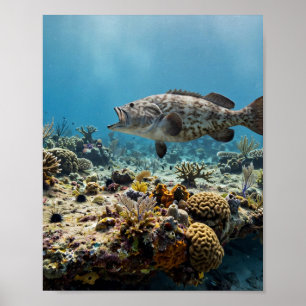 Affiche L'homme de Floride Gag Groupeur Récif de Corail Pê