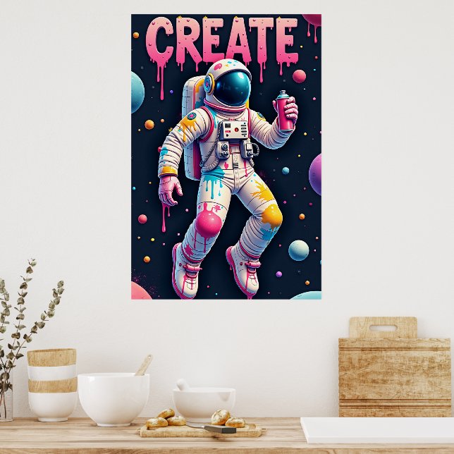 Affiche L'Homme de l'Espace Graffiti (Cuisine)