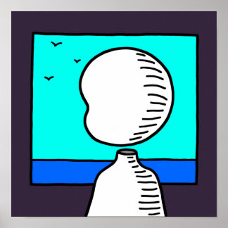 Affiche L'homme regarde l'horizon silencieux.