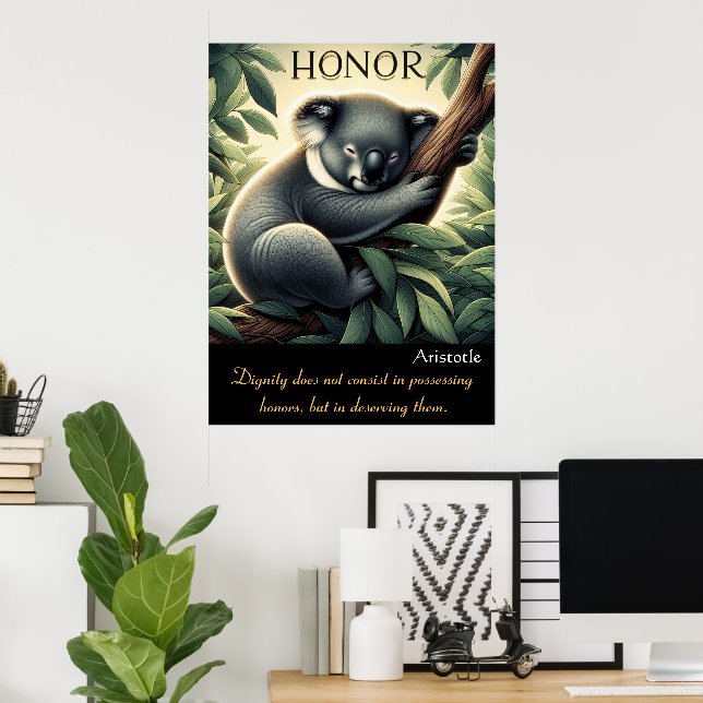 Affiche L'honneur prospère dans le repos Serene Koala (Bureau à domicile)