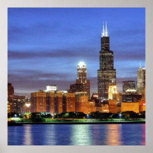 Affiche L'horizon de Chicago du planétarium d'Adler