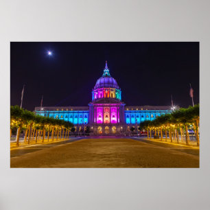 Affiche L'Hôtel de ville de San Francisco sous l'arc-en-ci