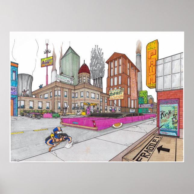 Affiche L'hôtel de ville de Voltz en perspective (Devant)