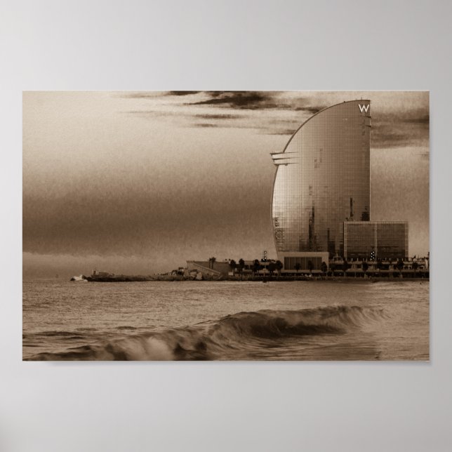 Affiche L'hôtel W à Barcelone, sur la plage de Barceloneta (Devant)